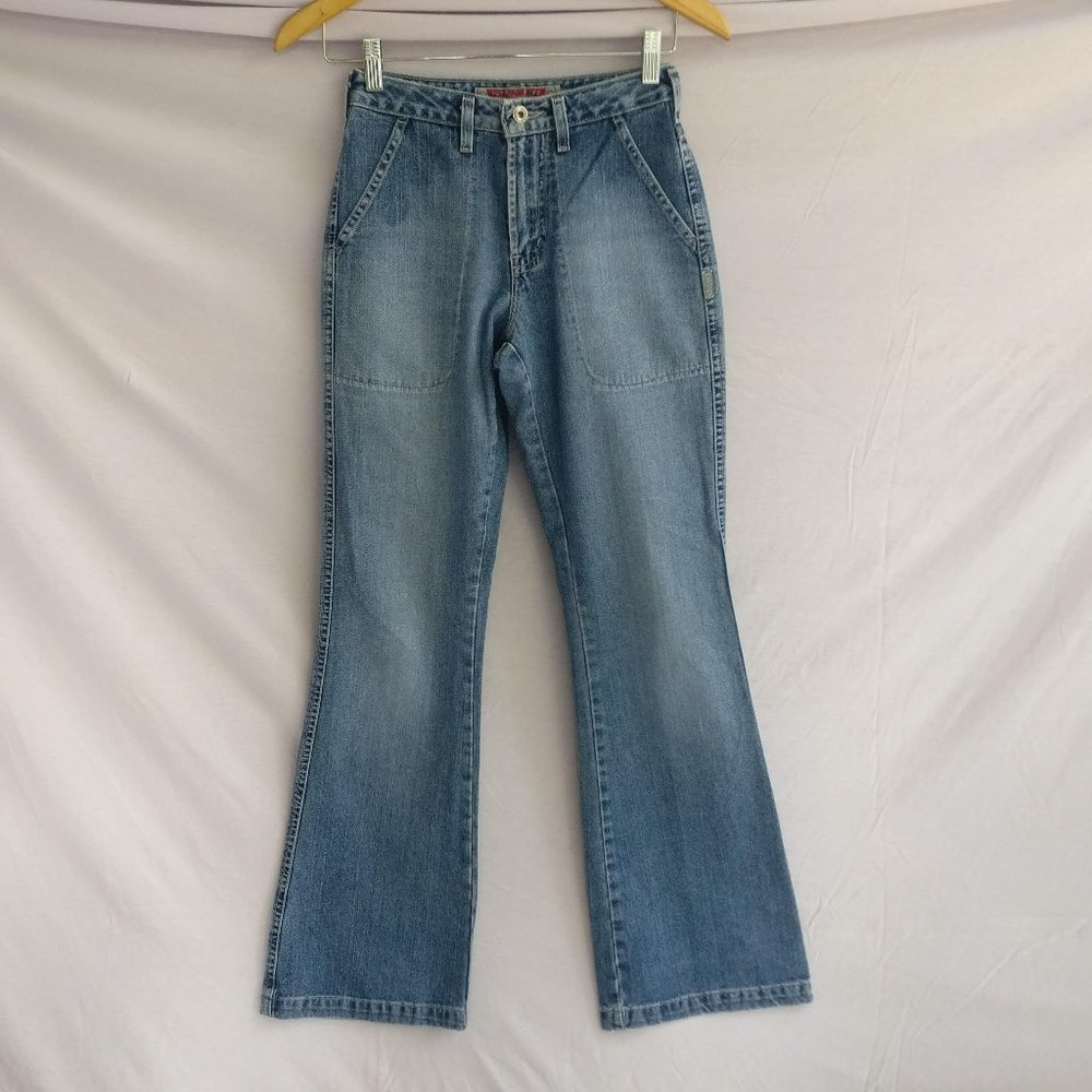 Vintage 98style Wide leg Flared Blue Jeans size 24 measurements in description